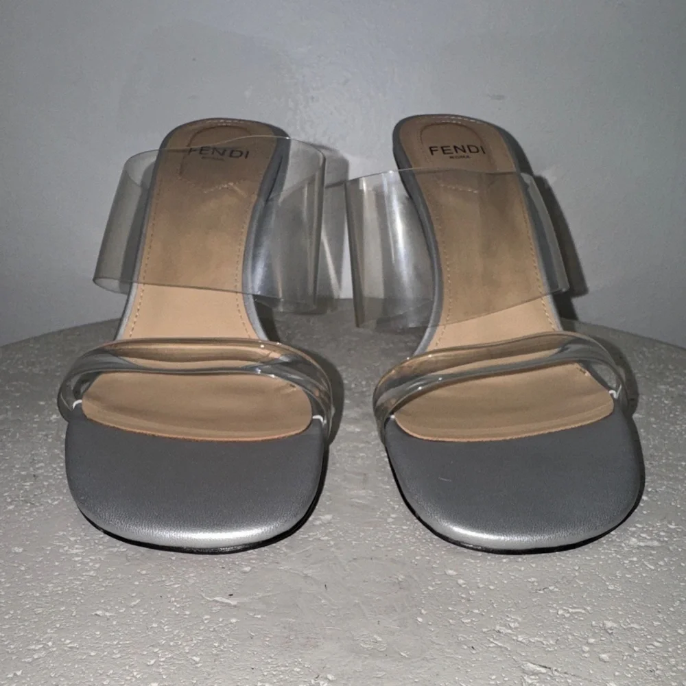 Luxury Clear Strap Sandals in Silver - Picture 6 of 11